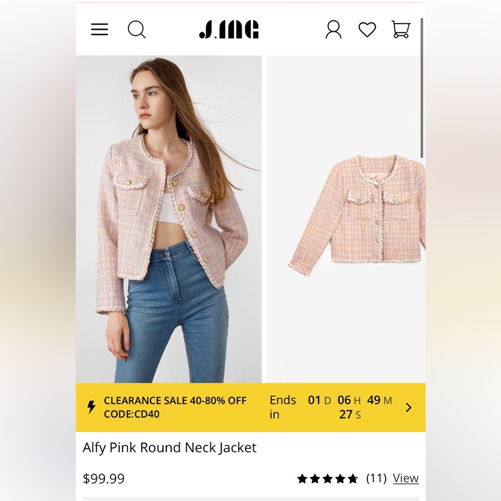 Alfy Pink Round Neck Jacket/ Blazer
